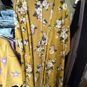 Torrid Mustard Floral Kimono